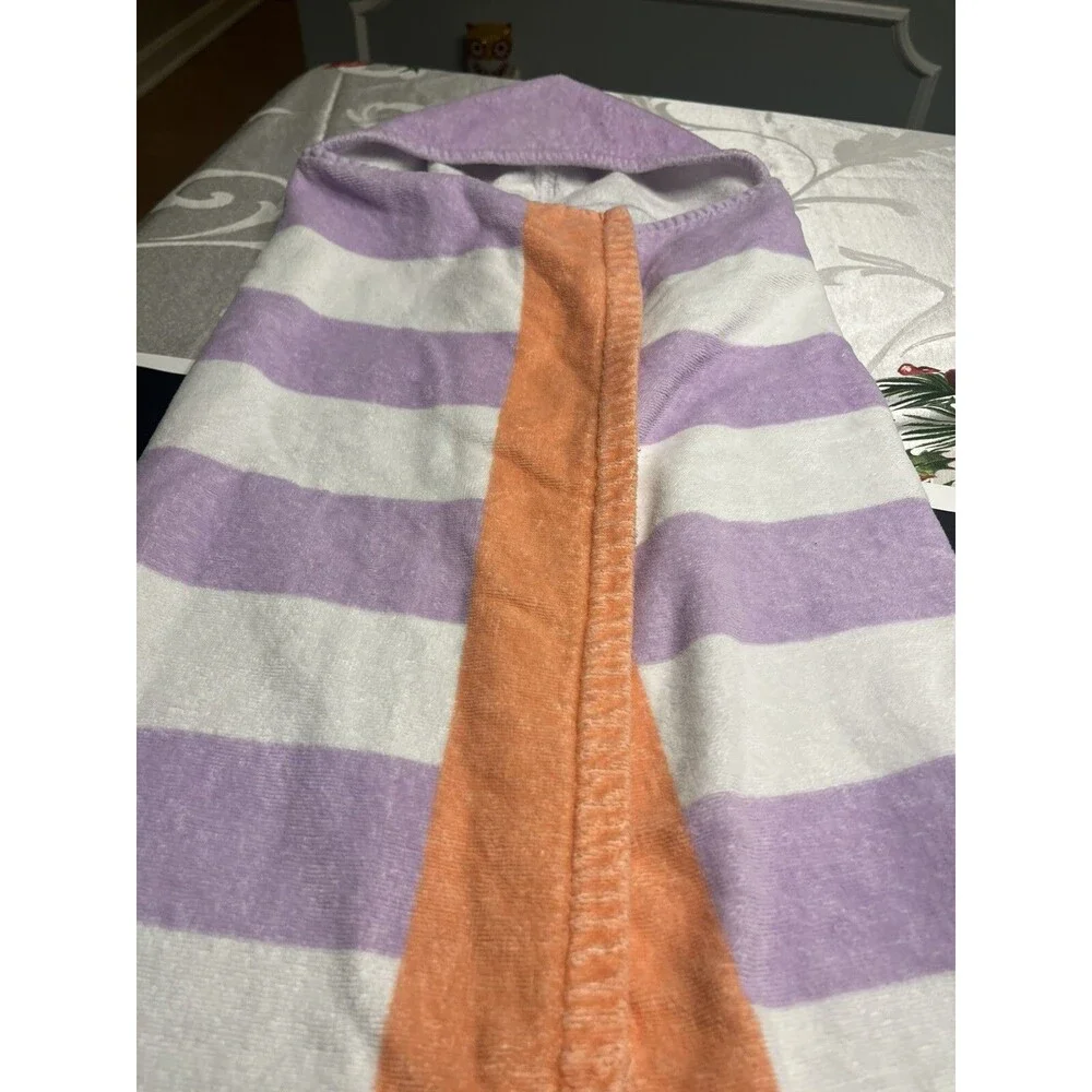 Pottery Barn Flamingo Purple White Stripe Kid Hooded Beach Bath Towel